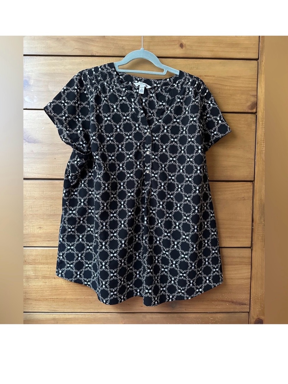 Croft & Barrow Black Patterned Blouse | 2X